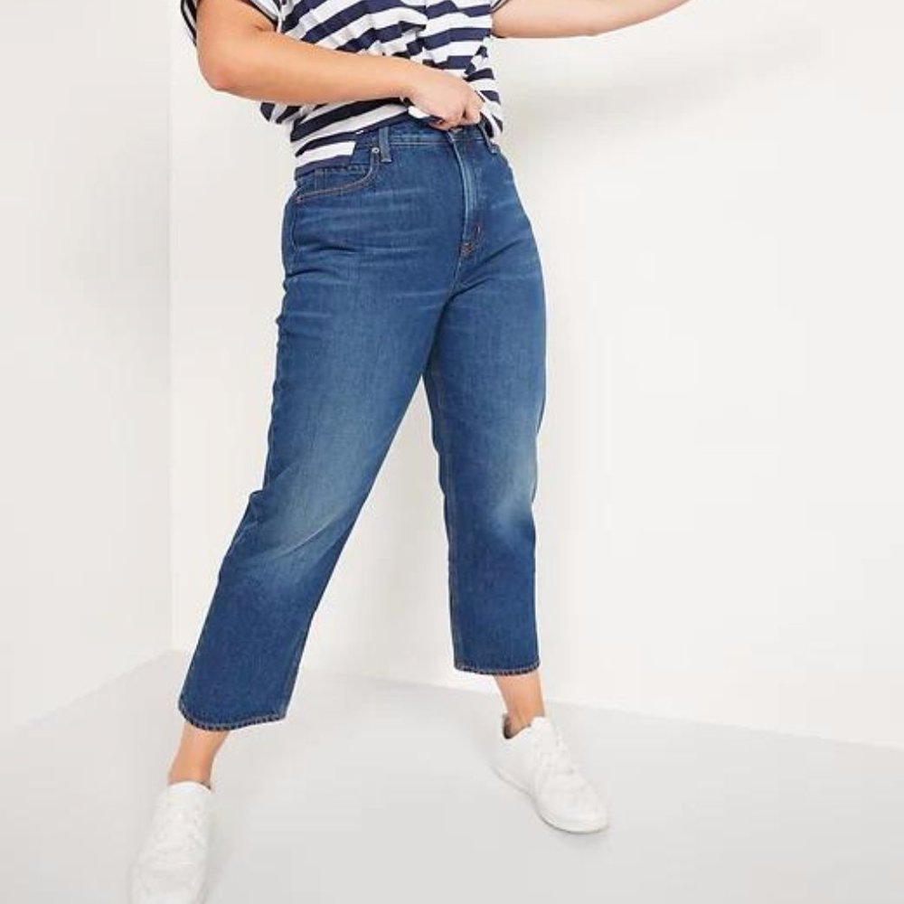 Old Navy High-Waisted Slouchy Straight Cropped Jeans for Women New - Picture 4 of 7
